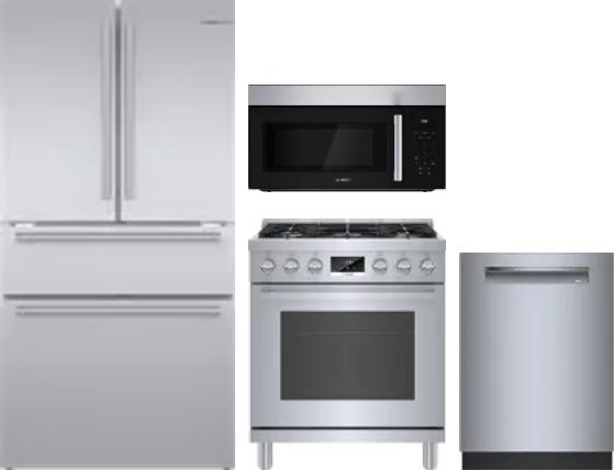 4 Piece Package Includes Refrigerator, Range, Microwave And Dishwasher