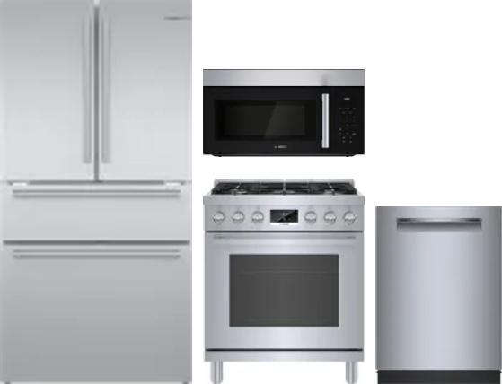 4 Piece Package Includes Refrigerator, Range, Microwave And Dishwasher