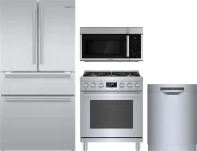 4 Piece Package Includes Refrigerator, Range, Microwave And Dishwasher