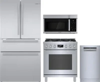 4 Piece Package Includes Refrigerator, Range, Microwave And Dishwasher