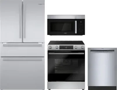 4 Piece Package Includes Refrigerator, Range, Microwave And Dishwasher