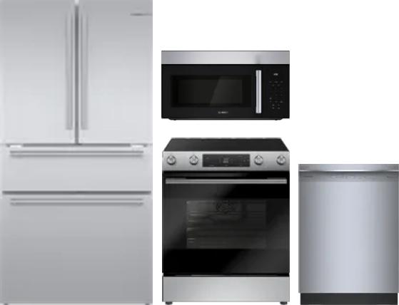 4 Piece Package Includes Refrigerator, Range, Microwave And Dishwasher