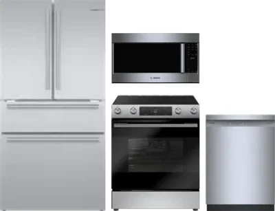 4 Piece Package Includes Refrigerator, Range, Microwave And Dishwasher