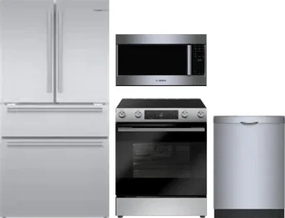 4 Piece Package Includes Refrigerator, Range, Microwave And Dishwasher
