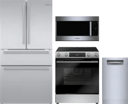 4 Piece Package Includes Refrigerator, Range, Microwave And Dishwasher