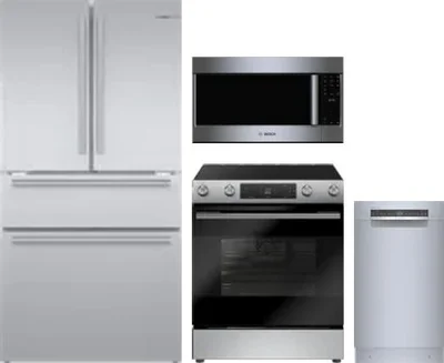 4 Piece Package Includes Refrigerator, Range, Microwave And Dishwasher