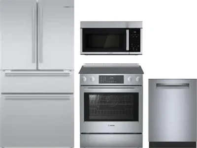 4 Piece Package Includes Refrigerator, Range, Microwave And Dishwasher