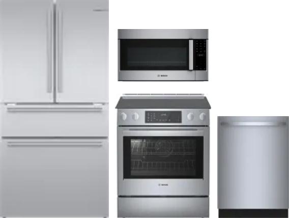 4 Piece Package Includes Refrigerator, Range, Microwave And Dishwasher