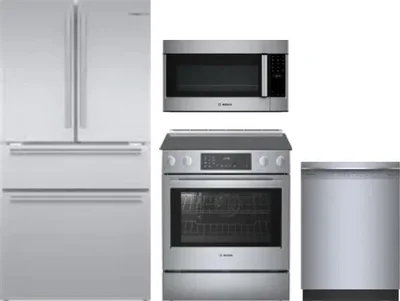 4 Piece Package Includes Refrigerator, Range, Microwave And Dishwasher