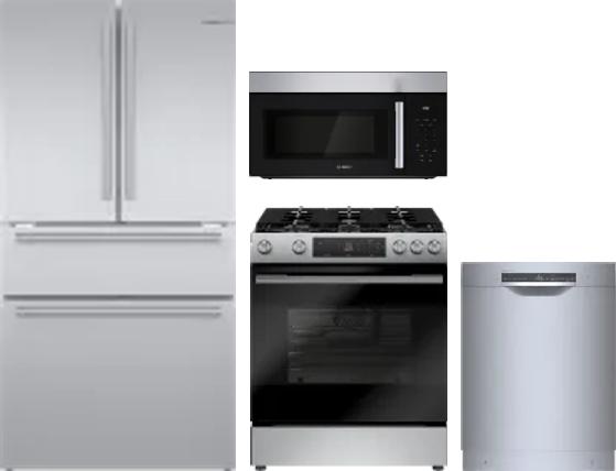 4 Piece Package Includes Refrigerator, Range, Microwave And Dishwasher