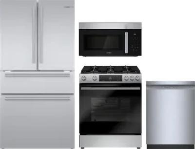 4 Piece Package Includes Refrigerator, Range, Microwave And Dishwasher