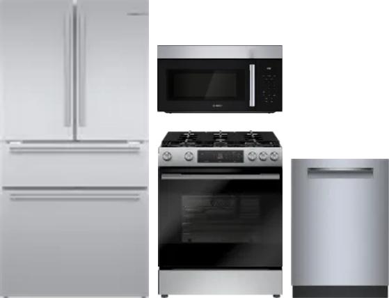 4 Piece Package Includes Refrigerator, Range, Microwave And Dishwasher