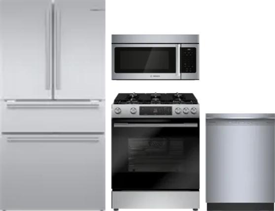 4 Piece Package Includes Refrigerator, Range, Microwave And Dishwasher