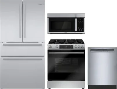 4 Piece Package Includes Refrigerator, Range, Microwave And Dishwasher