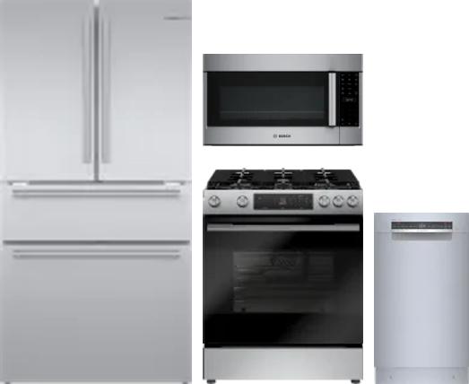 4 Piece Package Includes Refrigerator, Range, Microwave And Dishwasher