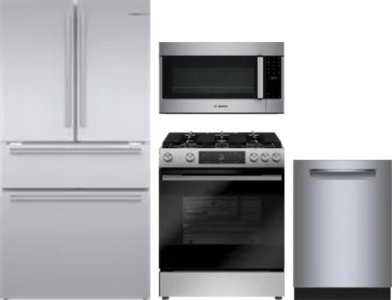 4 Piece Package Includes Refrigerator, Range, Microwave And Dishwasher