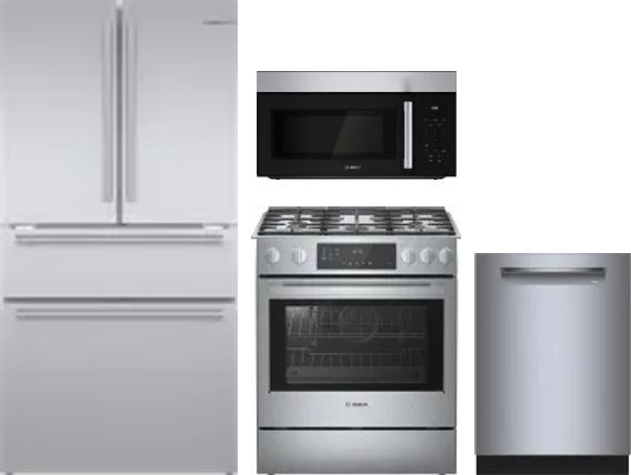 4 Piece Package Includes Refrigerator, Range, Microwave And Dishwasher