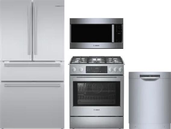 4 Piece Package Includes Refrigerator, Range, Microwave And Dishwasher