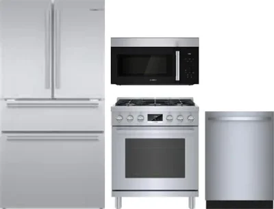 4 Piece Package Includes Refrigerator, Range, Microwave And Dishwasher