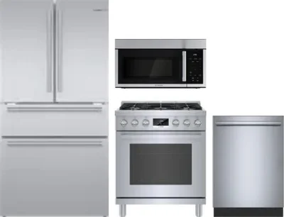 4 Piece Package Includes Refrigerator, Range, Microwave And Dishwasher