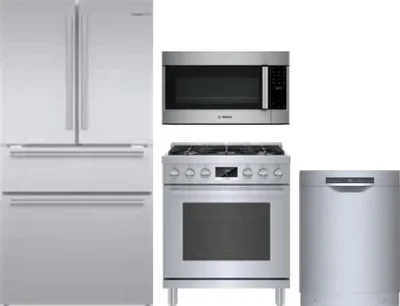 4 Piece Package Includes Refrigerator, Range, Microwave And Dishwasher