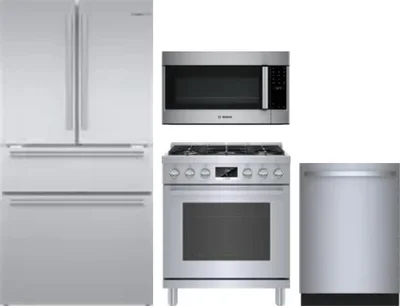 4 Piece Package Includes Refrigerator, Range, Microwave And Dishwasher