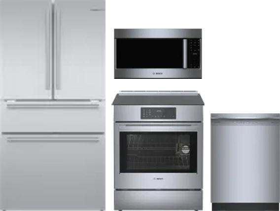 4 Piece Package Includes Refrigerator, Range, Microwave And Dishwasher
