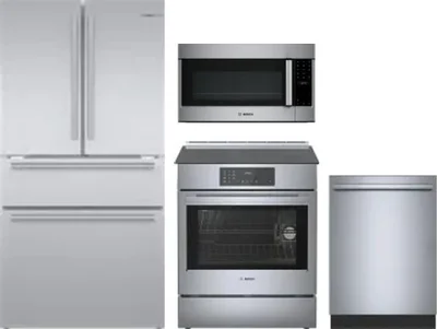 4 Piece Package Includes Refrigerator, Range, Microwave And Dishwasher