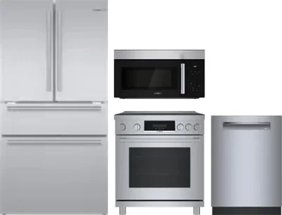 4 Piece Package Includes Refrigerator, Range, Microwave And Dishwasher