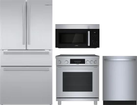 4 Piece Package Includes Refrigerator, Range, Microwave And Dishwasher