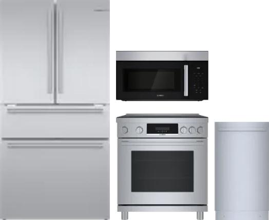 4 Piece Package Includes Refrigerator, Range, Microwave And Dishwasher