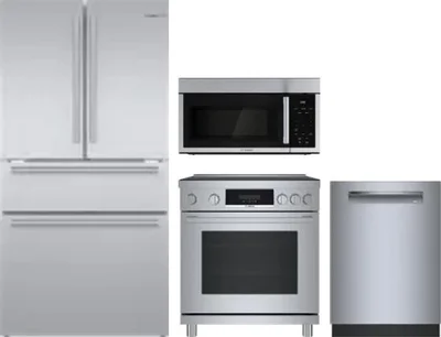 4 Piece Package Includes Refrigerator, Range, Microwave And Dishwasher