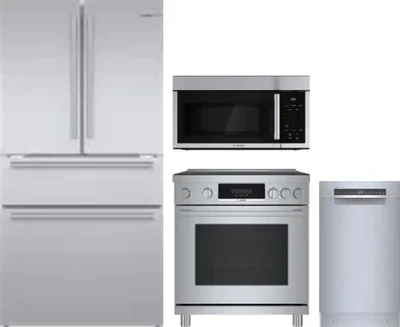 4 Piece Package Includes Refrigerator, Range, Microwave And Dishwasher
