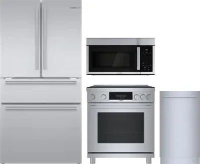 4 Piece Package Includes Refrigerator, Range, Microwave And Dishwasher