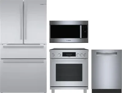 4 Piece Package Includes Refrigerator, Range, Microwave And Dishwasher