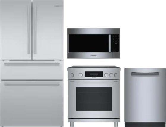 4 Piece Package Includes Refrigerator, Range, Microwave And Dishwasher