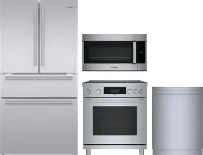 4 Piece Package Includes Refrigerator, Range, Microwave And Dishwasher