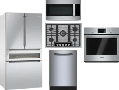 5 Piece Package Includes Refrigerator, Cooktop, Wall Oven, Microwave And Dishwasher