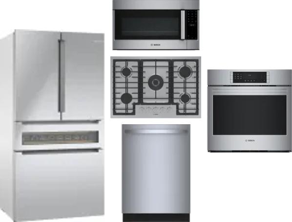 5 Piece Package Includes Refrigerator, Cooktop, Wall Oven, Microwave And Dishwasher