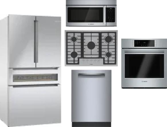 5 Piece Package Includes Refrigerator, Cooktop, Wall Oven, Microwave And Dishwasher