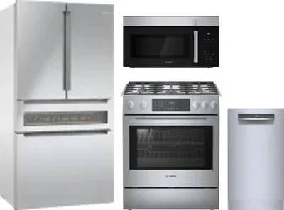 4 Piece Package Includes Refrigerator, Range, Microwave And Dishwasher