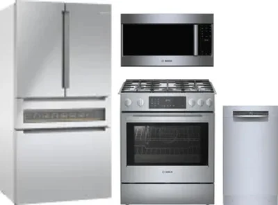 4 Piece Package Includes Refrigerator, Range, Microwave And Dishwasher