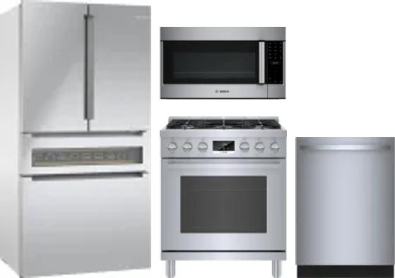 4 Piece Package Includes Refrigerator, Range, Microwave And Dishwasher