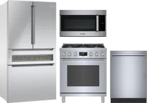 4 Piece Package Includes Refrigerator, Range, Microwave And Dishwasher