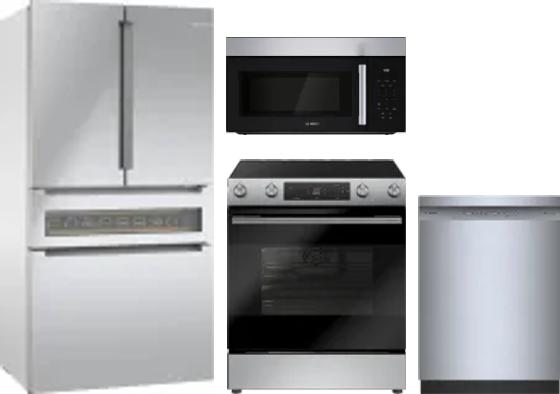 4 Piece Package Includes Refrigerator, Range, Microwave And Dishwasher