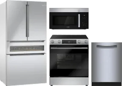 4 Piece Package Includes Refrigerator, Range, Microwave And Dishwasher