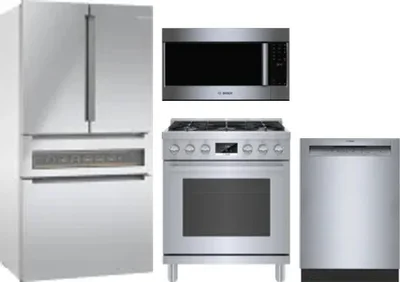 4 Piece Package Includes Refrigerator, Range, Microwave And Dishwasher