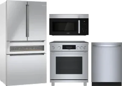 4 Piece Package Includes Refrigerator, Range, Microwave And Dishwasher