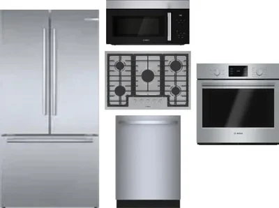5 Piece Package Includes Refrigerator, Cooktop, Wall Oven, Microwave And Dishwasher