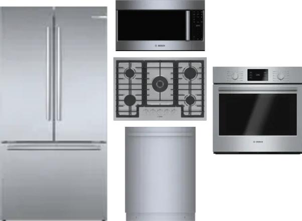 5 Piece Package Includes Refrigerator, Cooktop, Wall Oven, Microwave And Dishwasher
